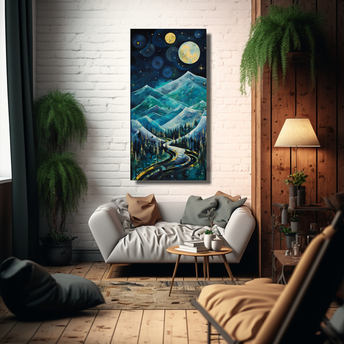cuadro-de-tela-vintage-con-paisaje-abstracto-de-monta-as-de-medianoche-con-gol-1-1