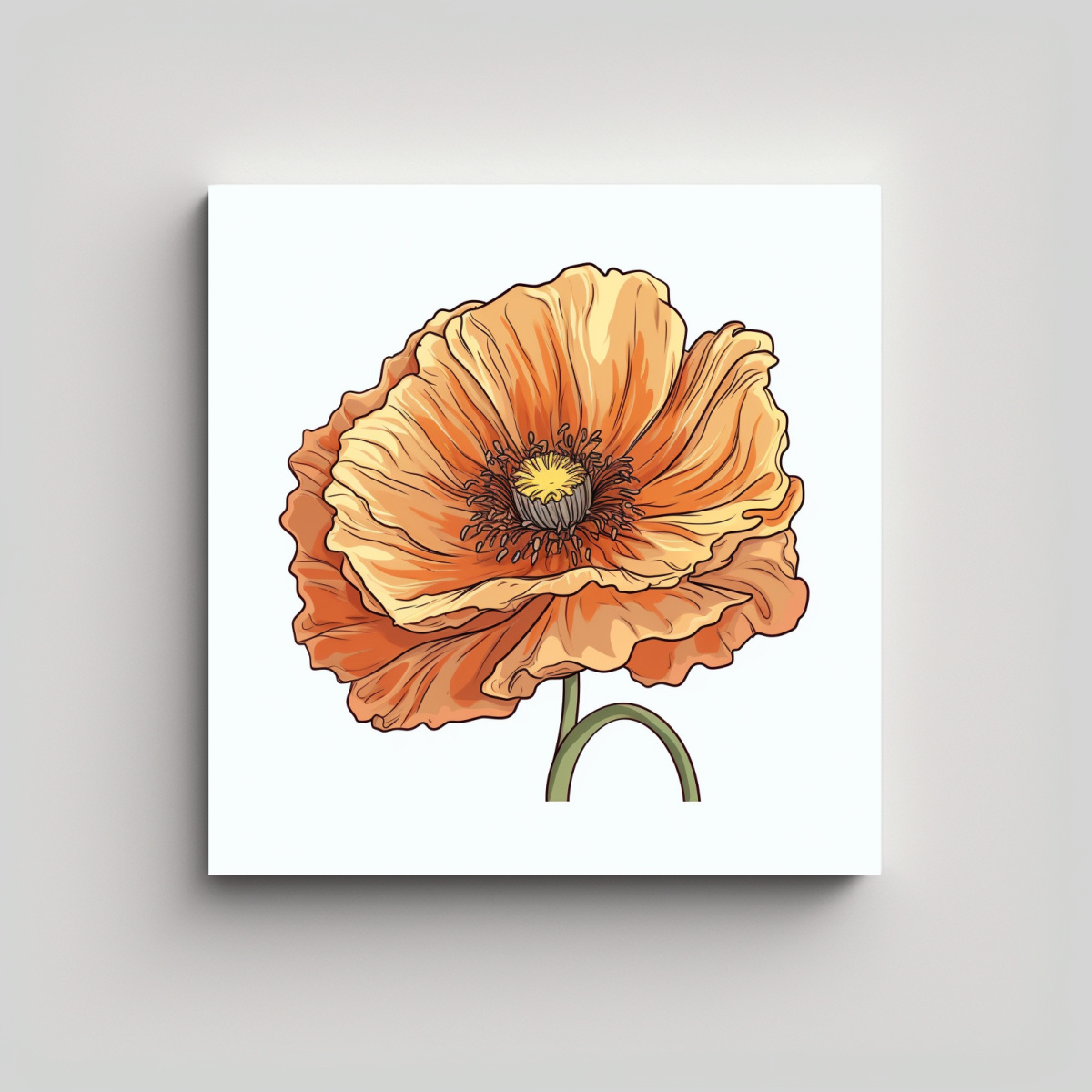 cuadro-decorativo-canva-de-anime-con-flor-de-amapola-en-arte-lineal