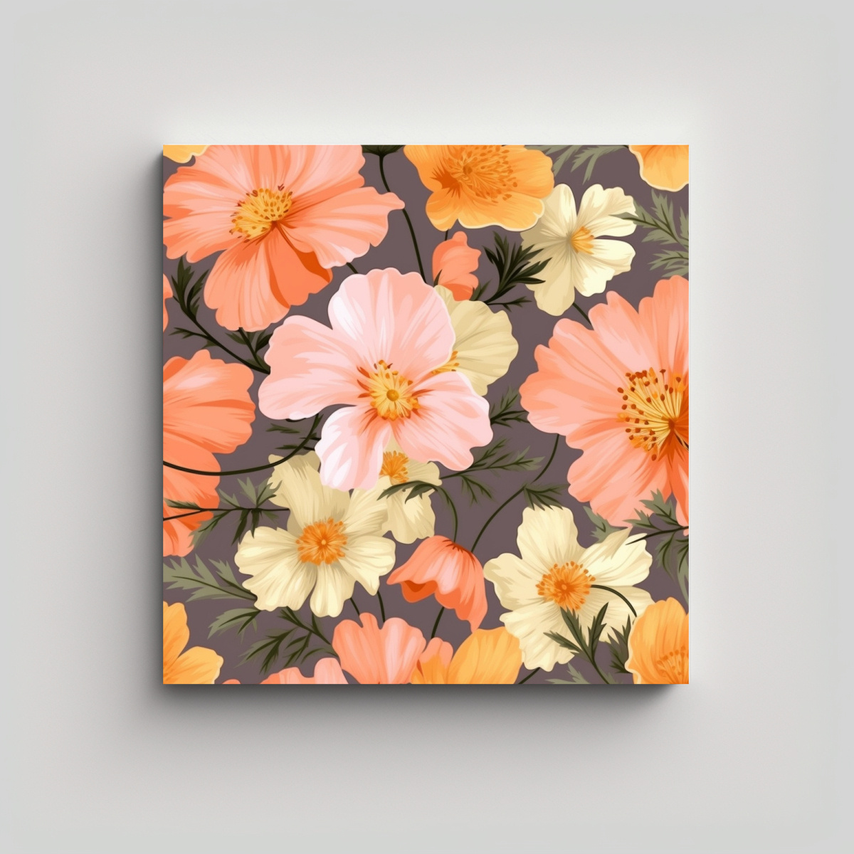 cuadro-decorativo-comedor-apricottacosmos-bipinnatus-en-tonos-suaves