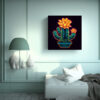 cuadro-decorativo-de-cactus-neon-y-sol-en-mural-de-arte-negro-1