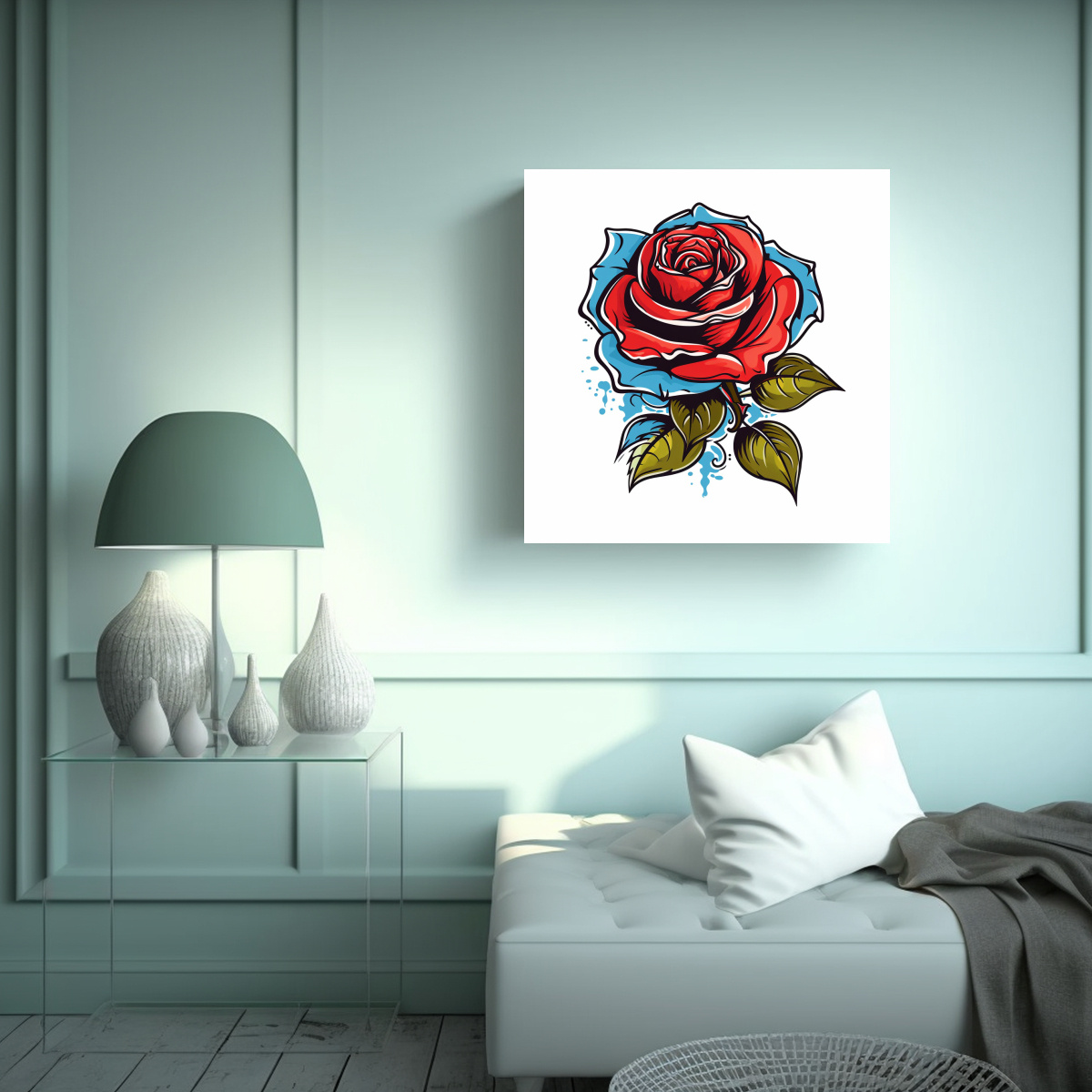 cuadro-decorativo-de-rosa-old-school-arte-de-dormitorio-en-vector-1