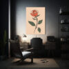 cuadro-decorativo-de-rosa-simple-en-fondo-rosa-con-hojas-1-1