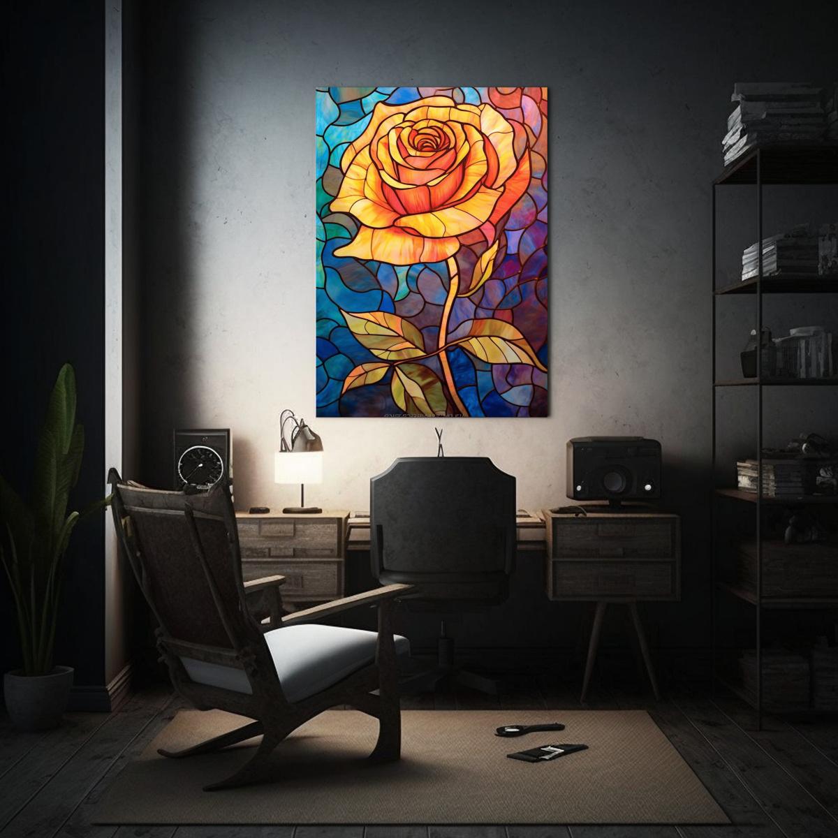 cuadro-decorativo-estilo-vidriera-vitral-amarillo-dorado-rosa-gradiente-1