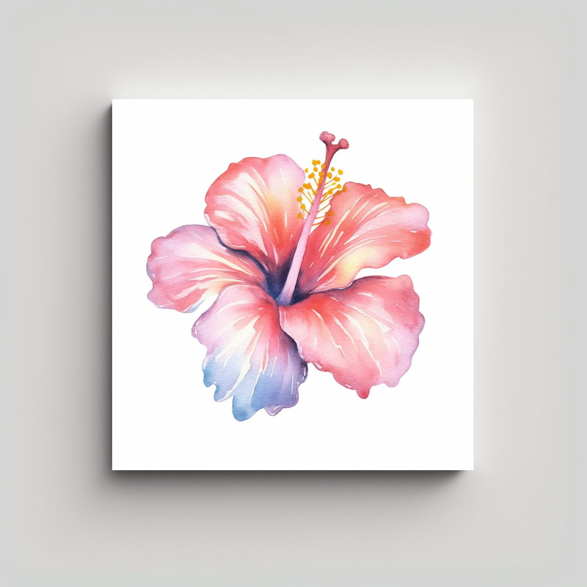 cuadro-decorativo-l-neas-finas-e-hibiscus-en-acuarela-iridiscente