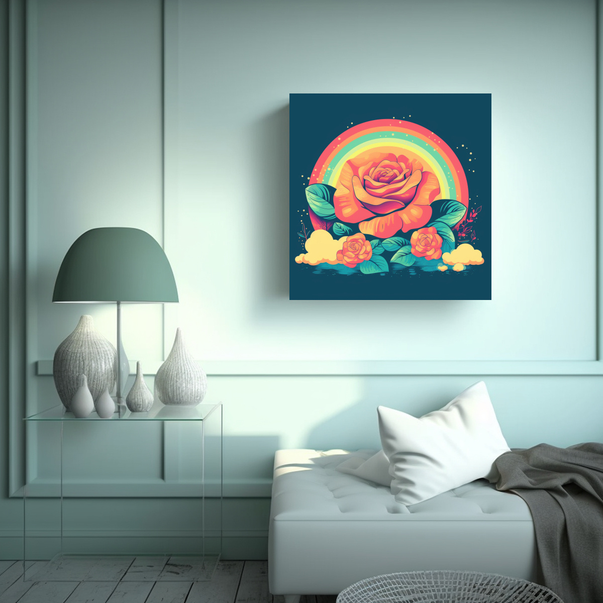 cuadro-decorativo-lo-fi-groovy-rainbow-rose-en-tela-de-alta-calidad-1
