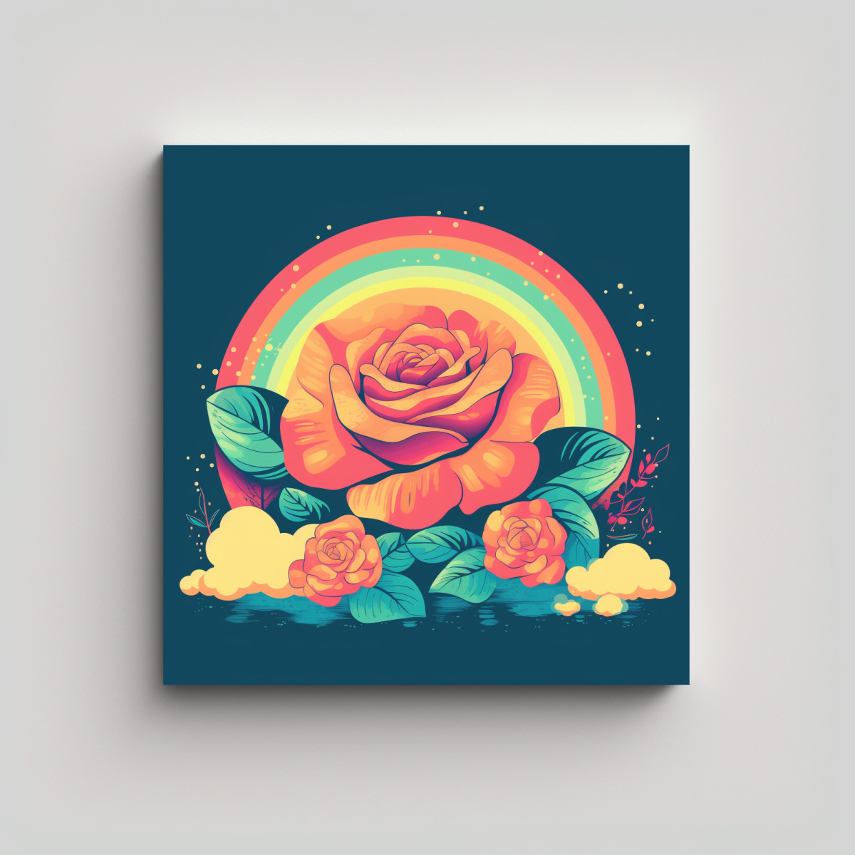 cuadro-decorativo-lo-fi-groovy-rainbow-rose-en-tela-de-alta-calidad