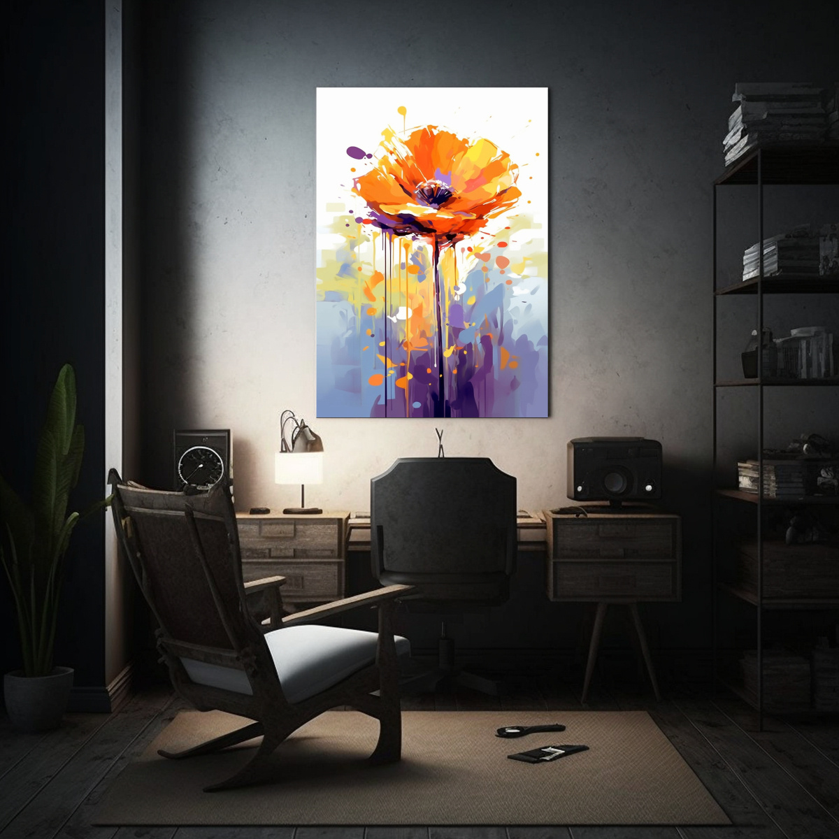 cuadro-en-lienzo-armon-a-de-colores-con-una-amapola-naranja-1