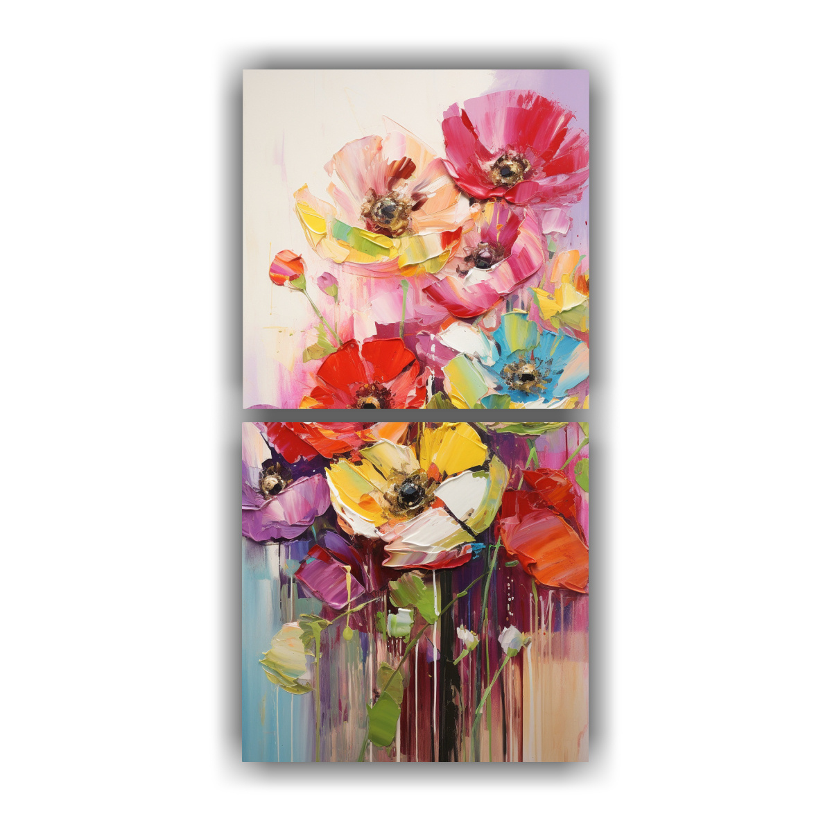 cuadro-finas-lineas-ambiente-con-flores-arco-iris-en-lienzo