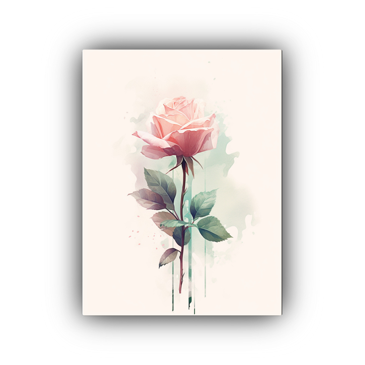 cuadro-hermoso-rosa-en-acuarela-con-fondo-verde