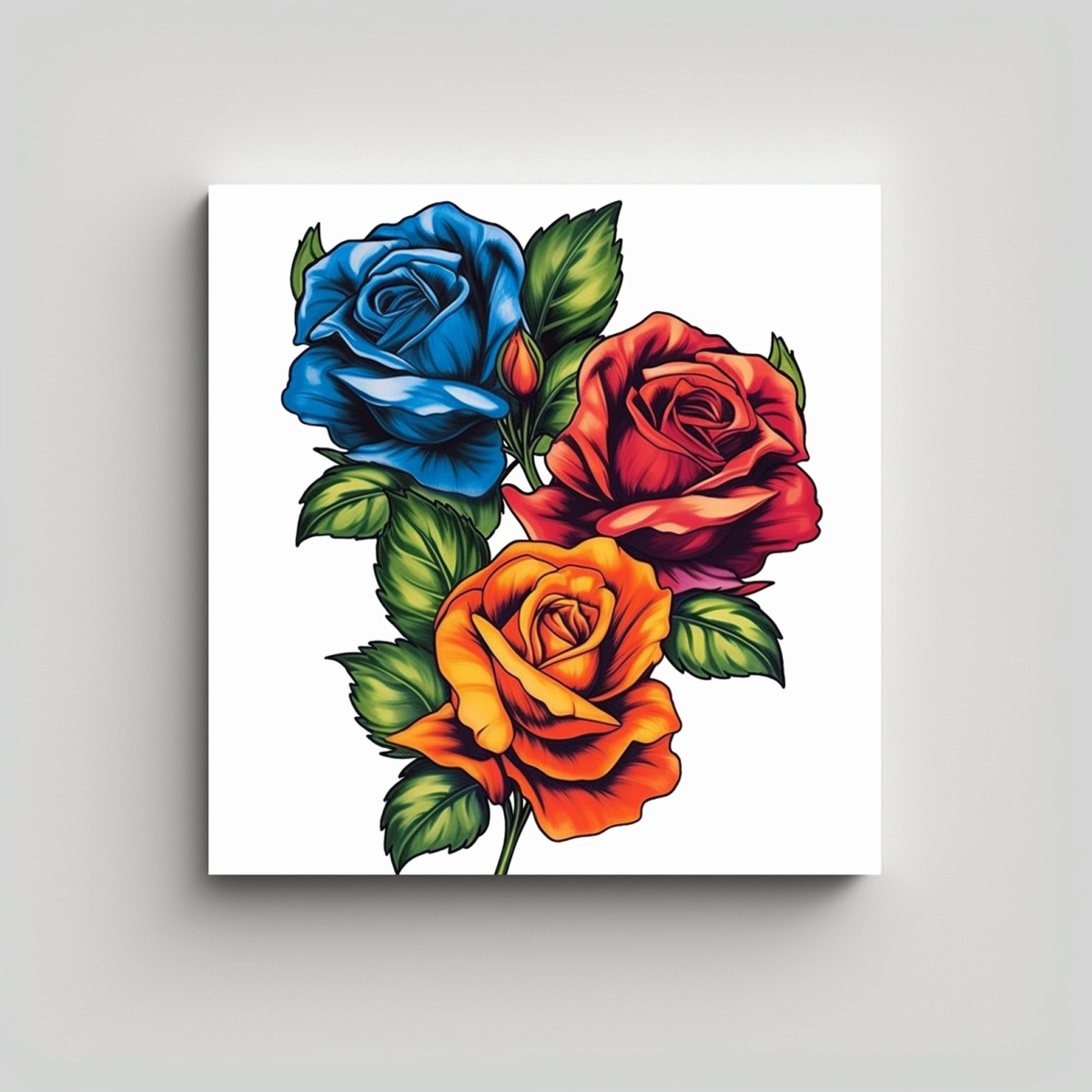 cuadro-impresionante-de-rosas-multicolor-con-hojas-estilizadas