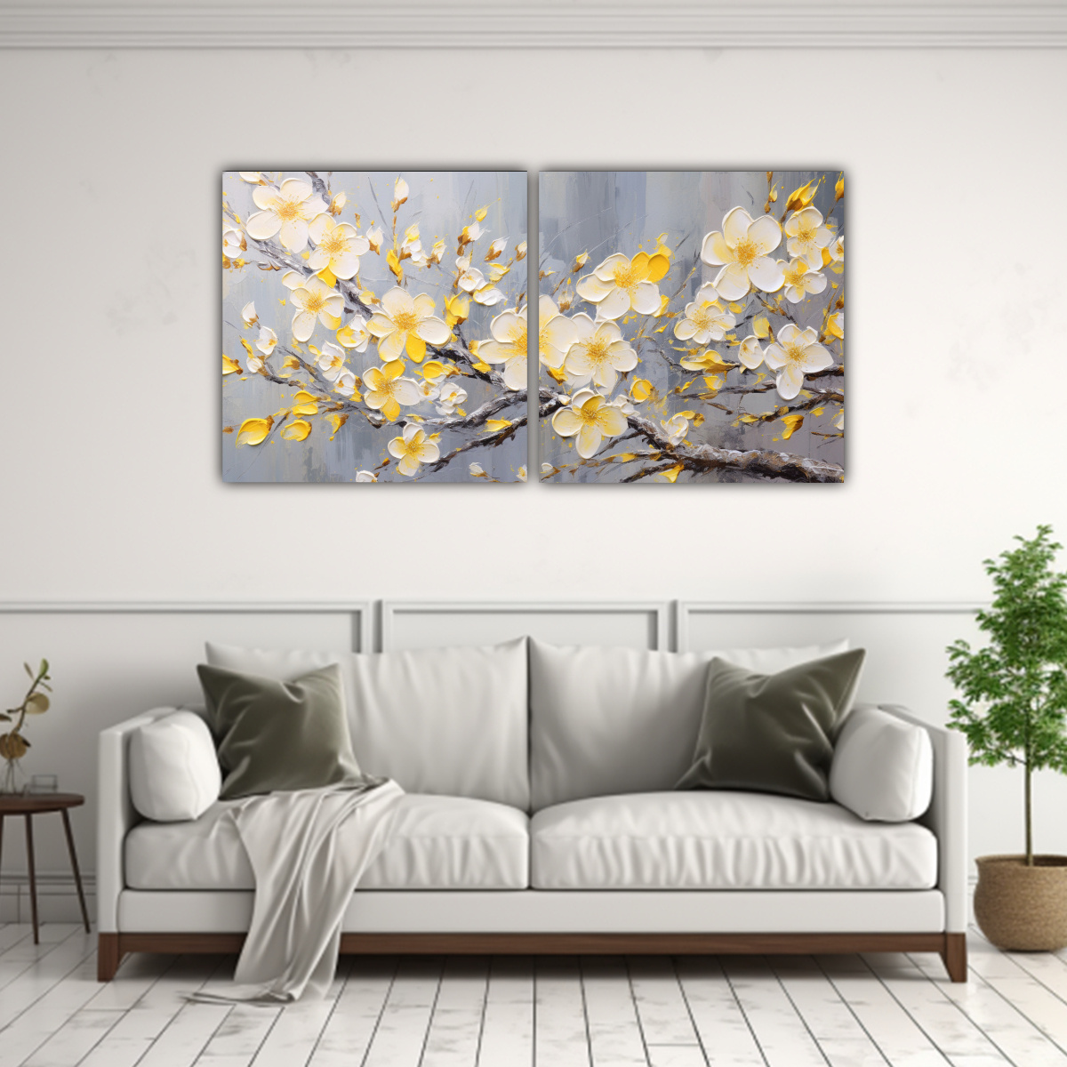 cuadro-impreso-simplicidad-flor-de-cerezo-amarillo-en-tela-1