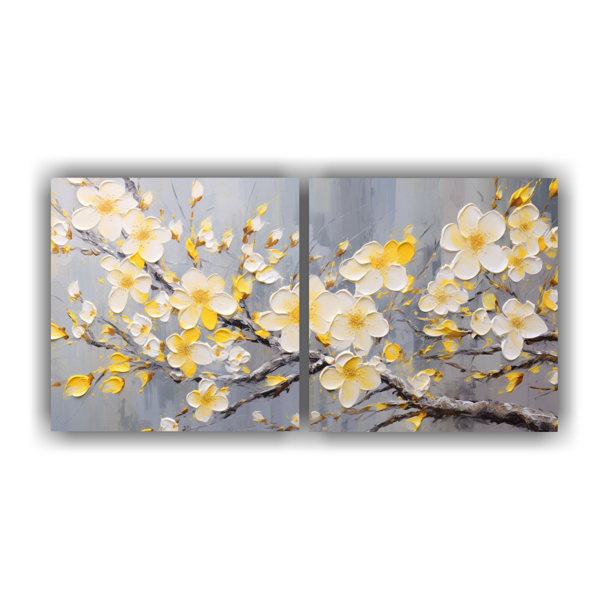 cuadro-impreso-simplicidad-flor-de-cerezo-amarillo-en-tela