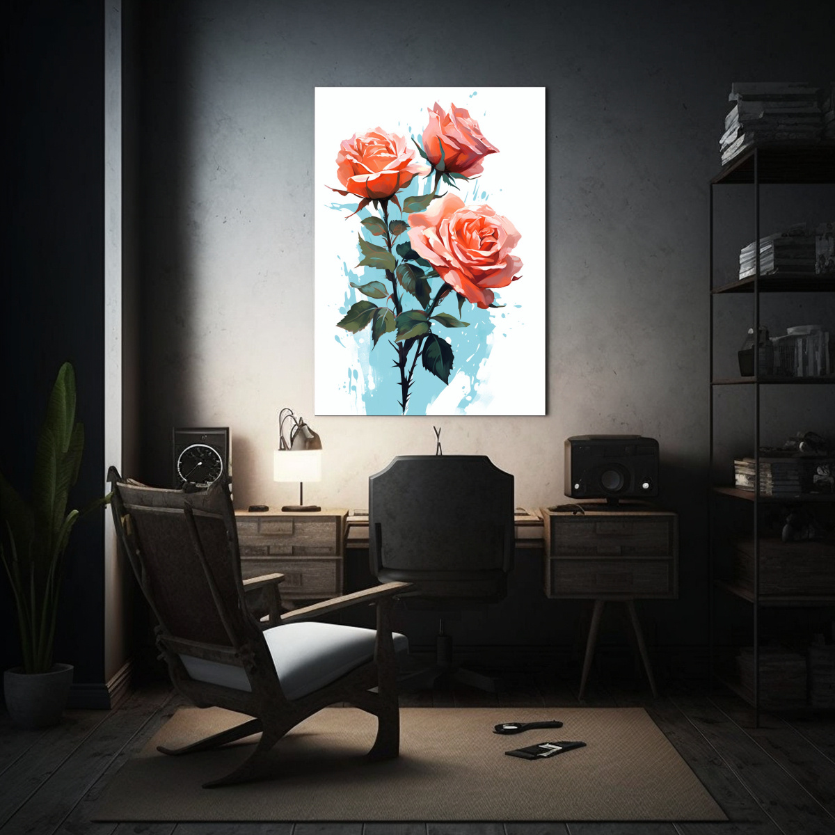 cuadro-lienzo-con-rosas-ilustradas-de-arte-de-pared-creativo-y-llamativo-1