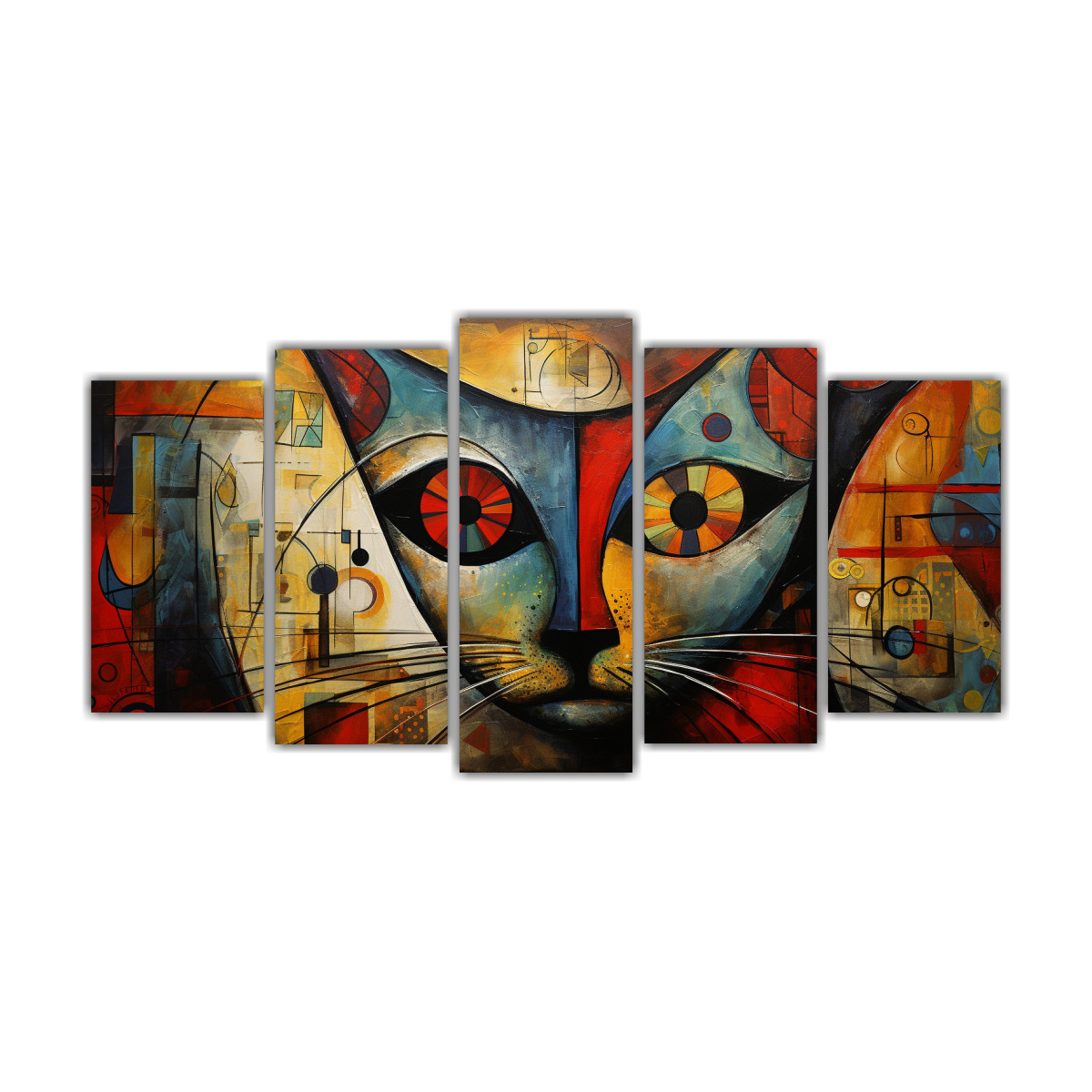 cuadro-lienzo-innovador-con-dibujo-de-gato-abstracto5-lienzos-de-tela