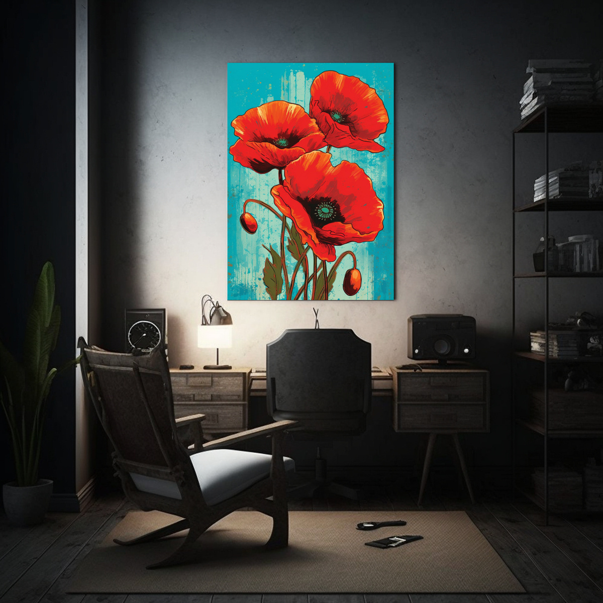cuadro-lienzo-moderno-de-adorables-flores-de-amapola-roja-estilo-popart-1