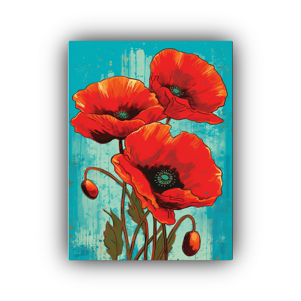 cuadro-lienzo-moderno-de-adorables-flores-de-amapola-roja-estilo-popart