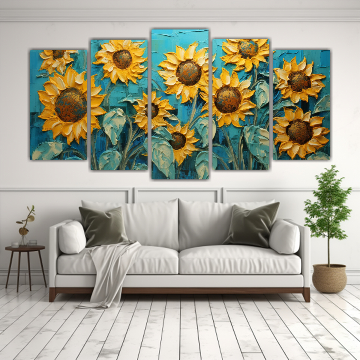 cuadro-moderno-en-bastidor-pintura-mural-de-girasoles-turquesa-en-lienzo-1-1