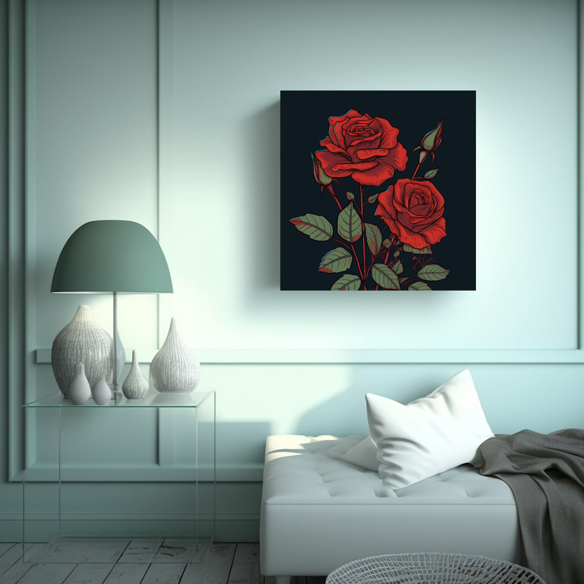 cuadro-moderno-nica-dibujo-animado-2d-de-rosas-simples-1