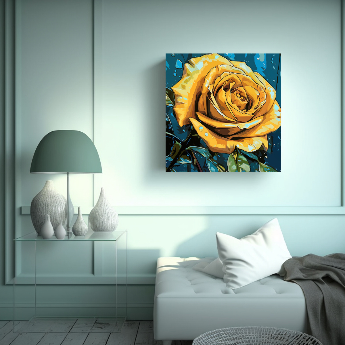 cuadro-moderno-pop-art-rosa-amarilla-brillante-estilo-1