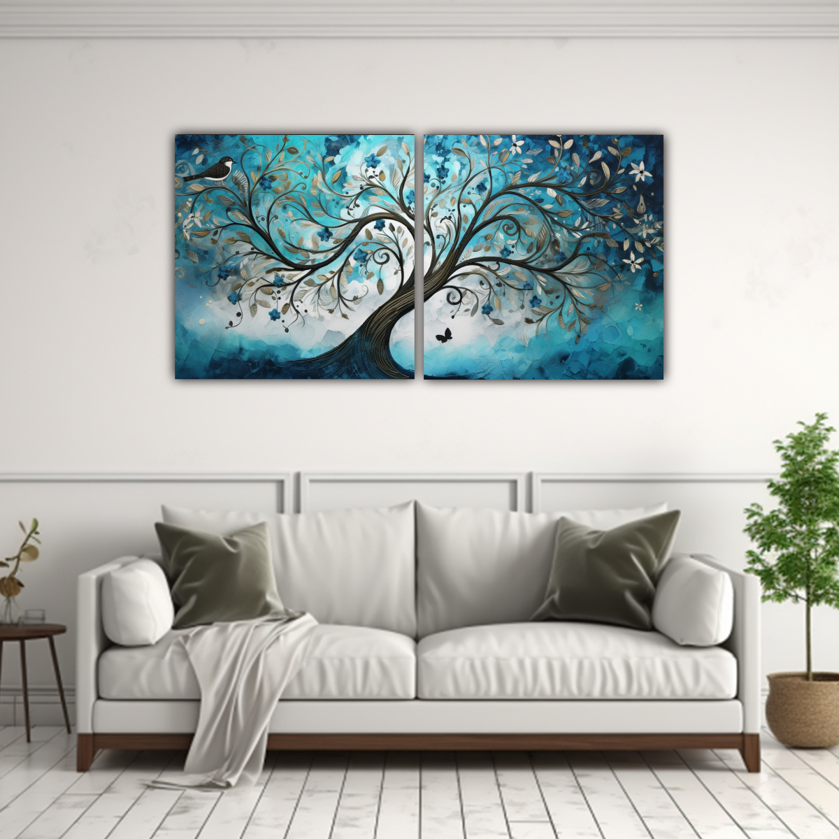 cuadro-moderno-rbol-turquesa-y-plateado-en-ambiente-diptico-1