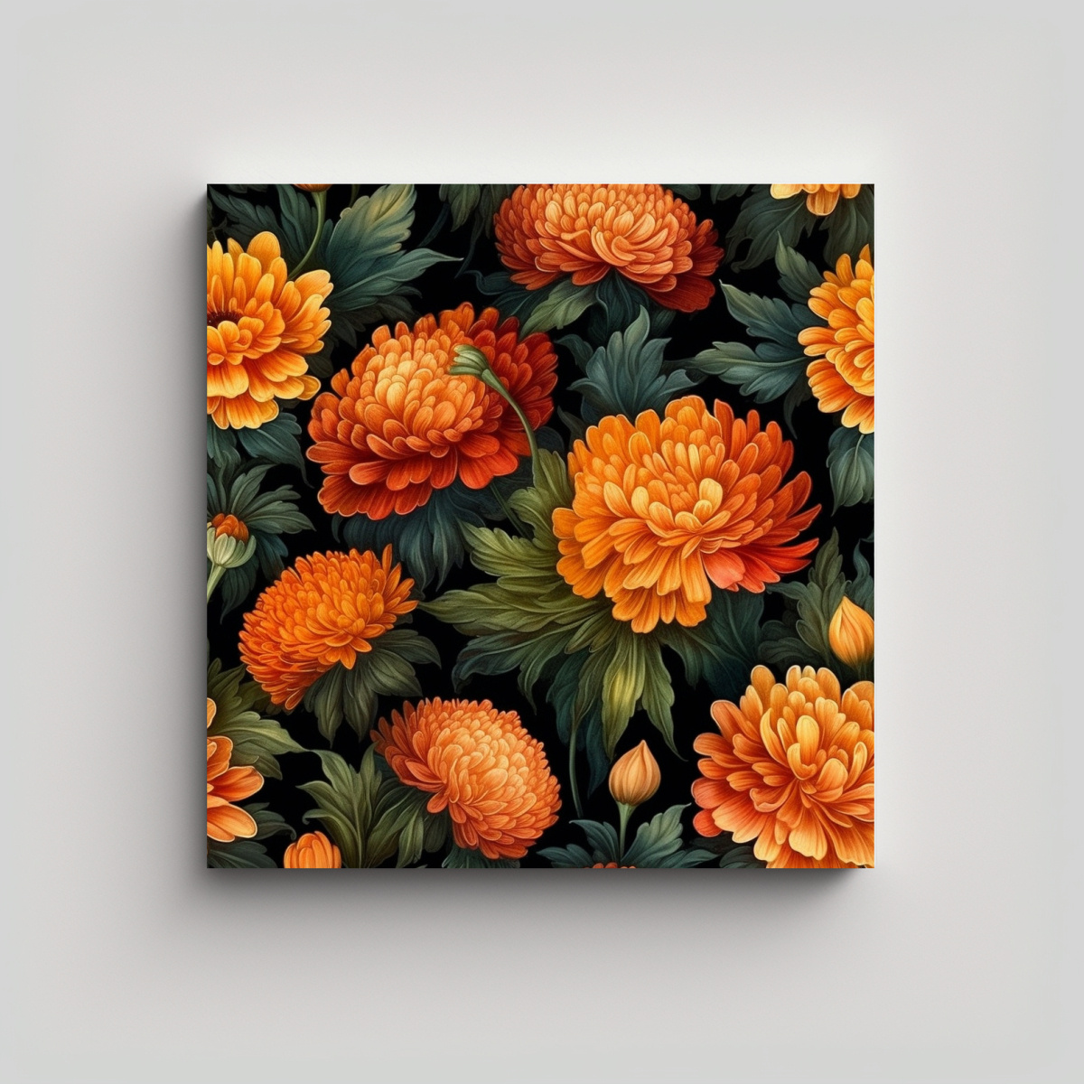 cuadro-moderno-urbano-con-flores-vintage-marigold-en-leo-oscuro