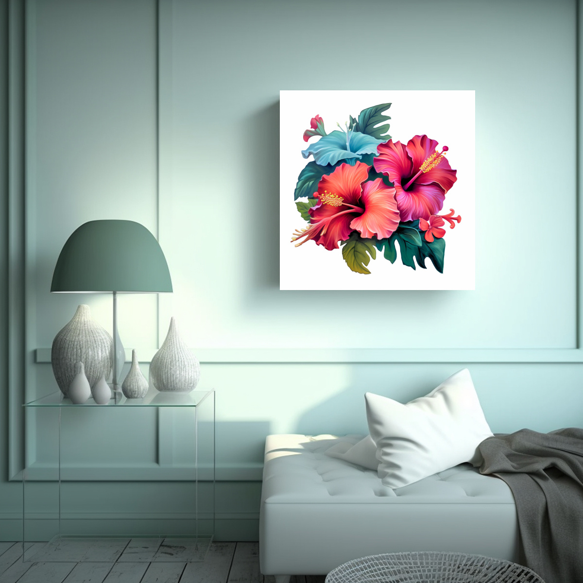cuadro-original-tropical-de-hibiscus-fuschia-y-teal-con-finas-l-neas-1
