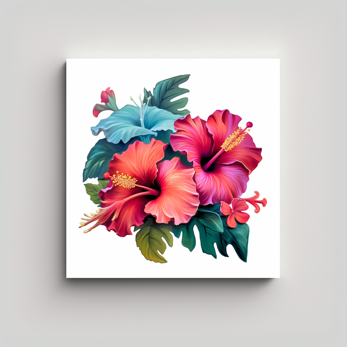 cuadro-original-tropical-de-hibiscus-fuschia-y-teal-con-finas-l-neas