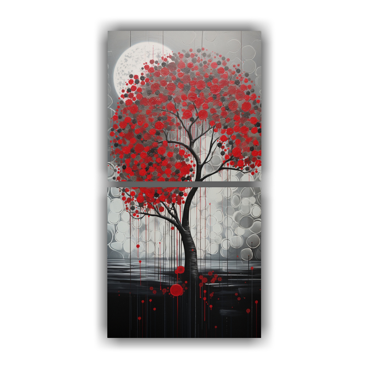 cuadro-tem-tico-de-forma-con-rbol-en-rojo-y-plata