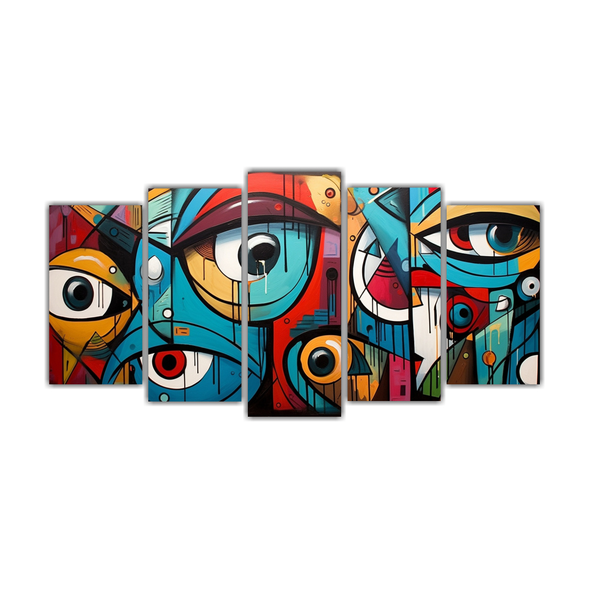 cuadro-vanguardia-abstracto-con-ojos-en-lienzo-de-5-piezas