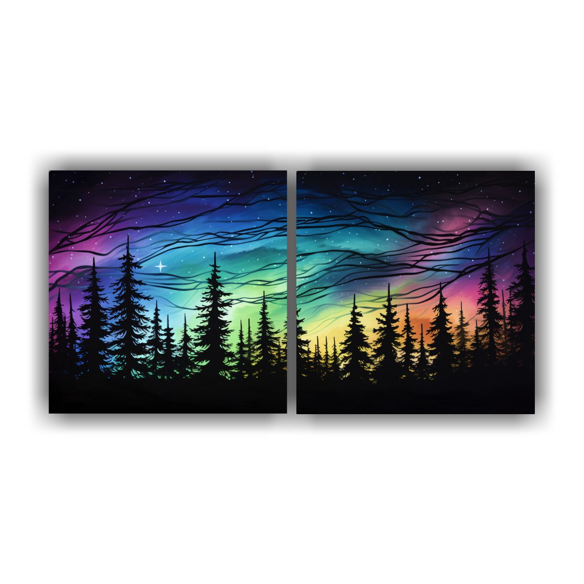 cuadros-abstractos-con-rboles-silueteados-al-atardecer