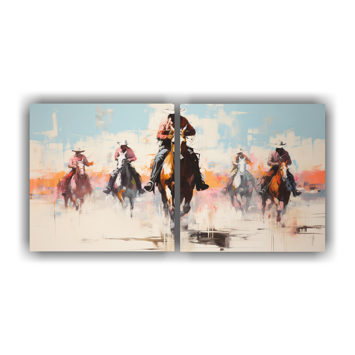 cuadros-abstractos-de-personas-a-caballo-en-la-distancia