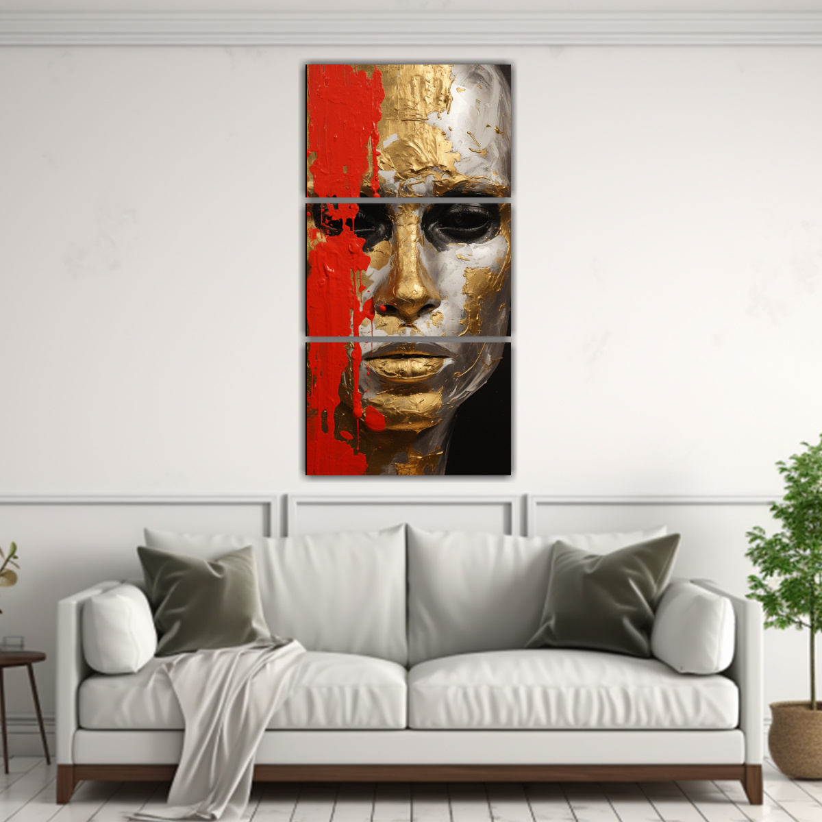 cuadros-abstractos-fantas-a-con-contornos-faciales-y-salpicaduras-doradas-y-rojas-1