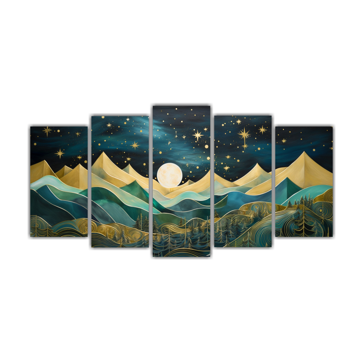 cuadros-abstractos-paisaje-de-monta-as-de-medianoche-con-toques-dorados