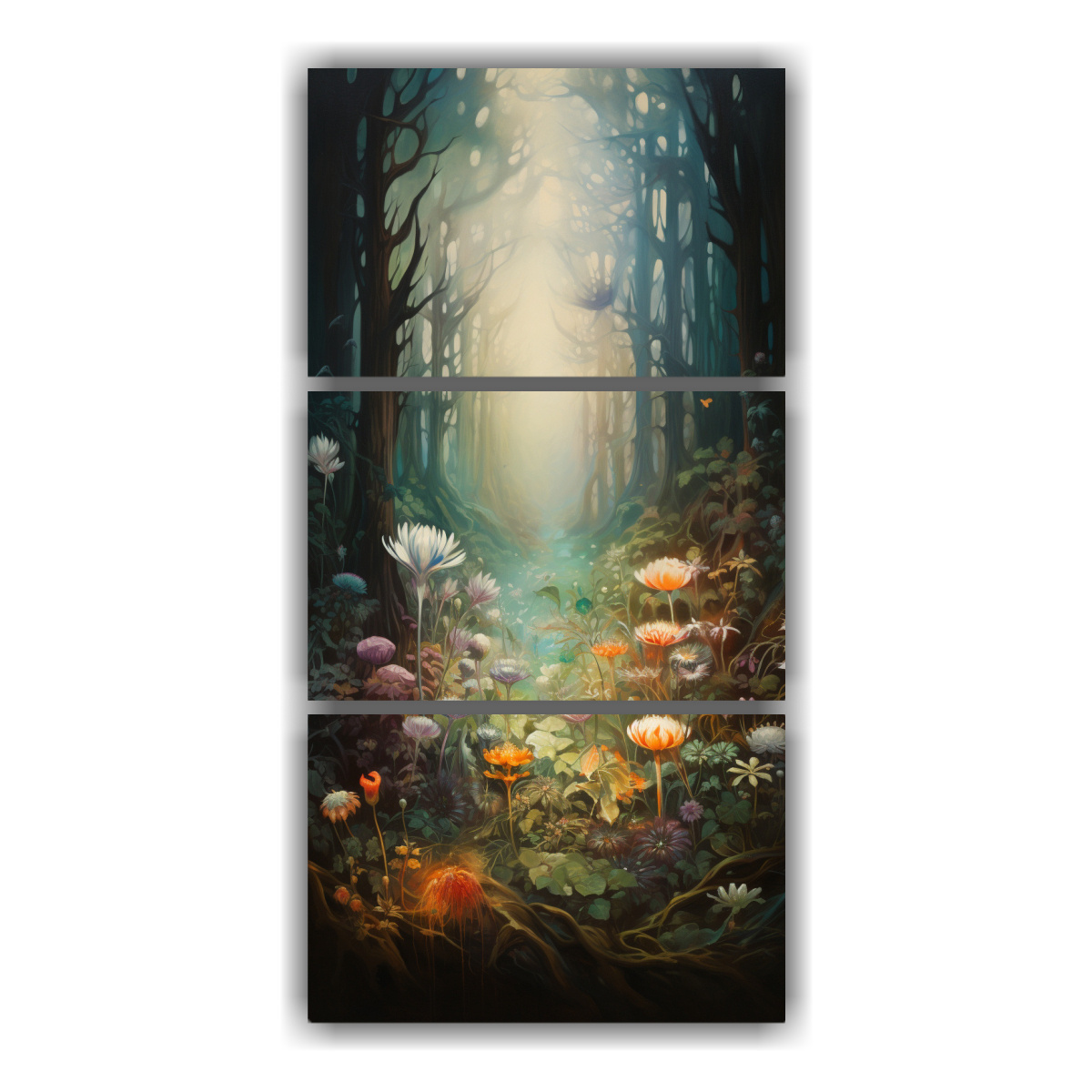 cuadros-actuales-de-decoraci-n-de-tres-lienzos-estilo-galer-a-de-una-representaci-n-abstracta-de-un-bosque-m-stico-habitado