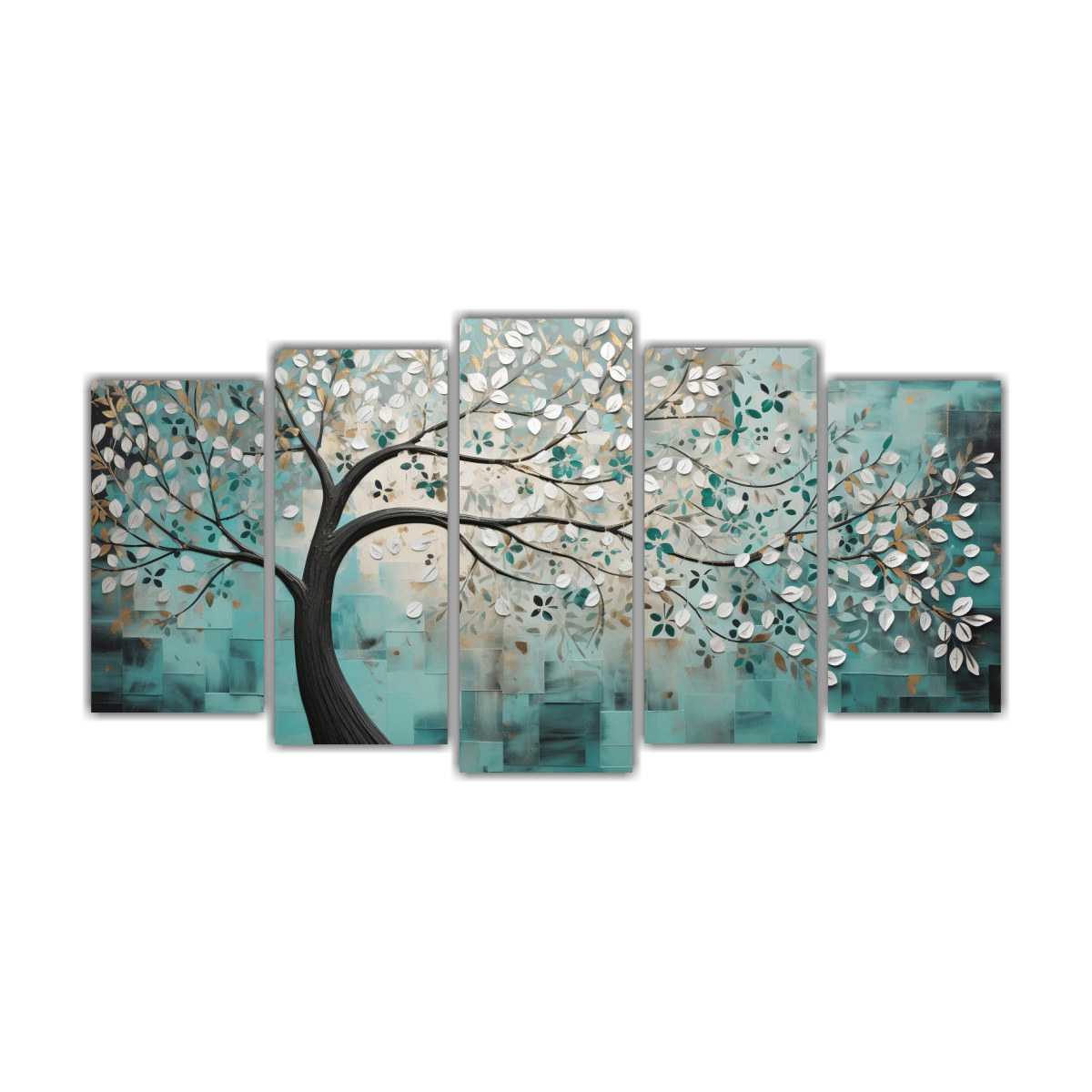 cuadros-acuarela-de-rbol-en-turquesa-y-plata