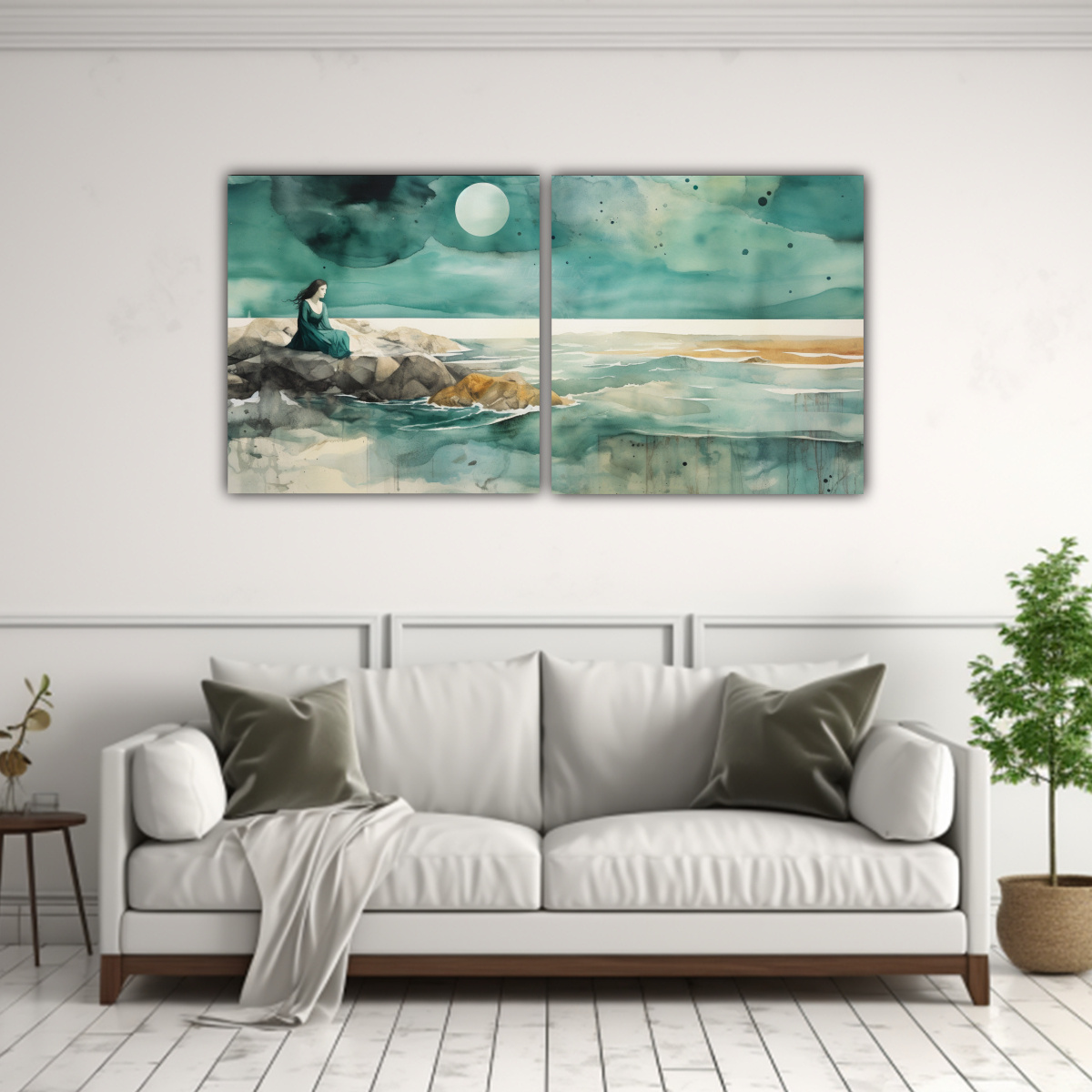 cuadros-acuarela-para-comedor-vibrantes-colores-turquesa-y-plata-1