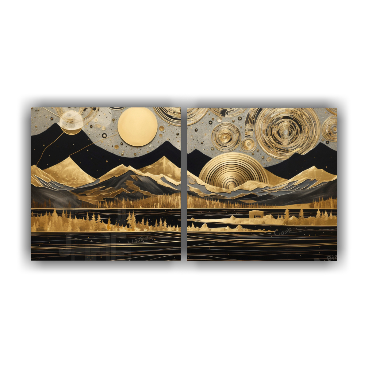 cuadros-arte-grafico-con-luna-y-monta-as-en-la-noche