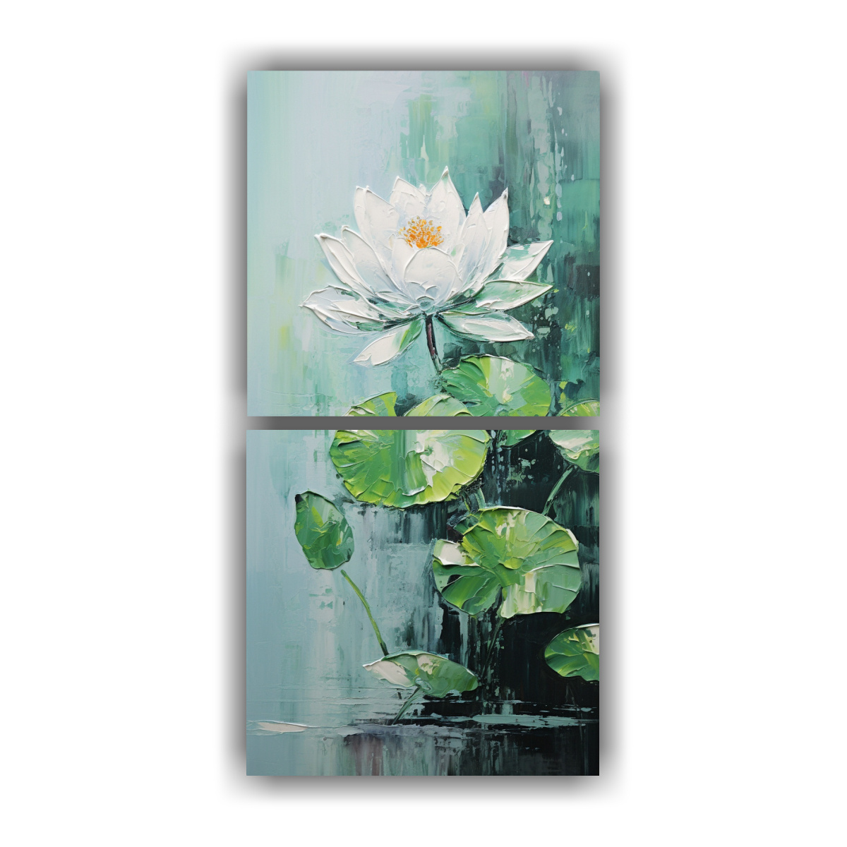 cuadros-concepto-duradero-de-loto-verde-en-lienzo-estilo-decorativo