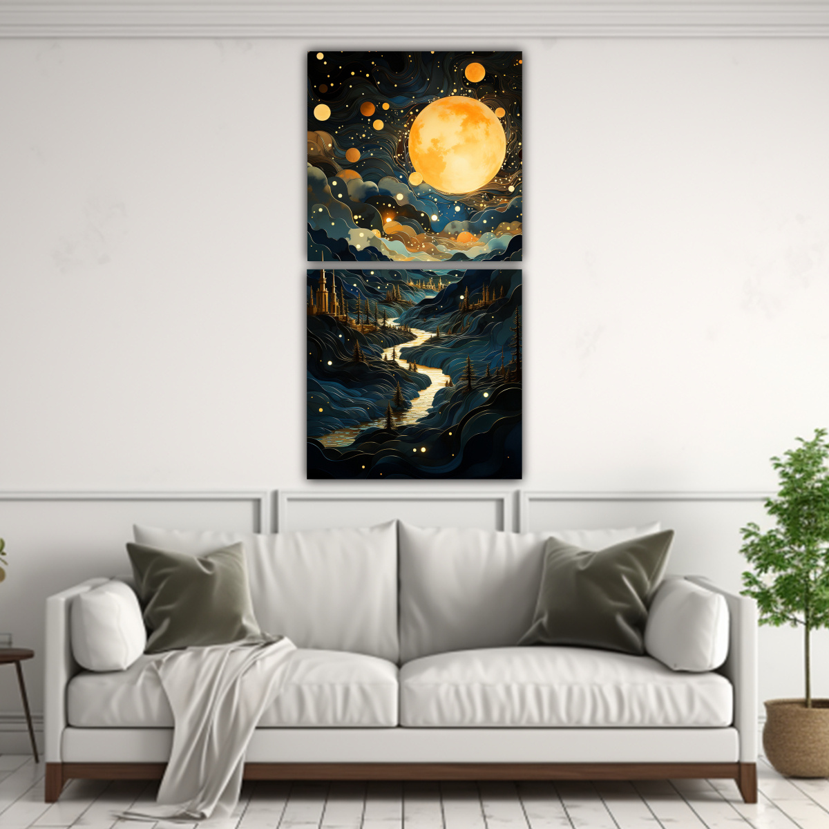 cuadros-de-paisajes-de-monta-as-y-fases-de-la-luna-en-dorado-1