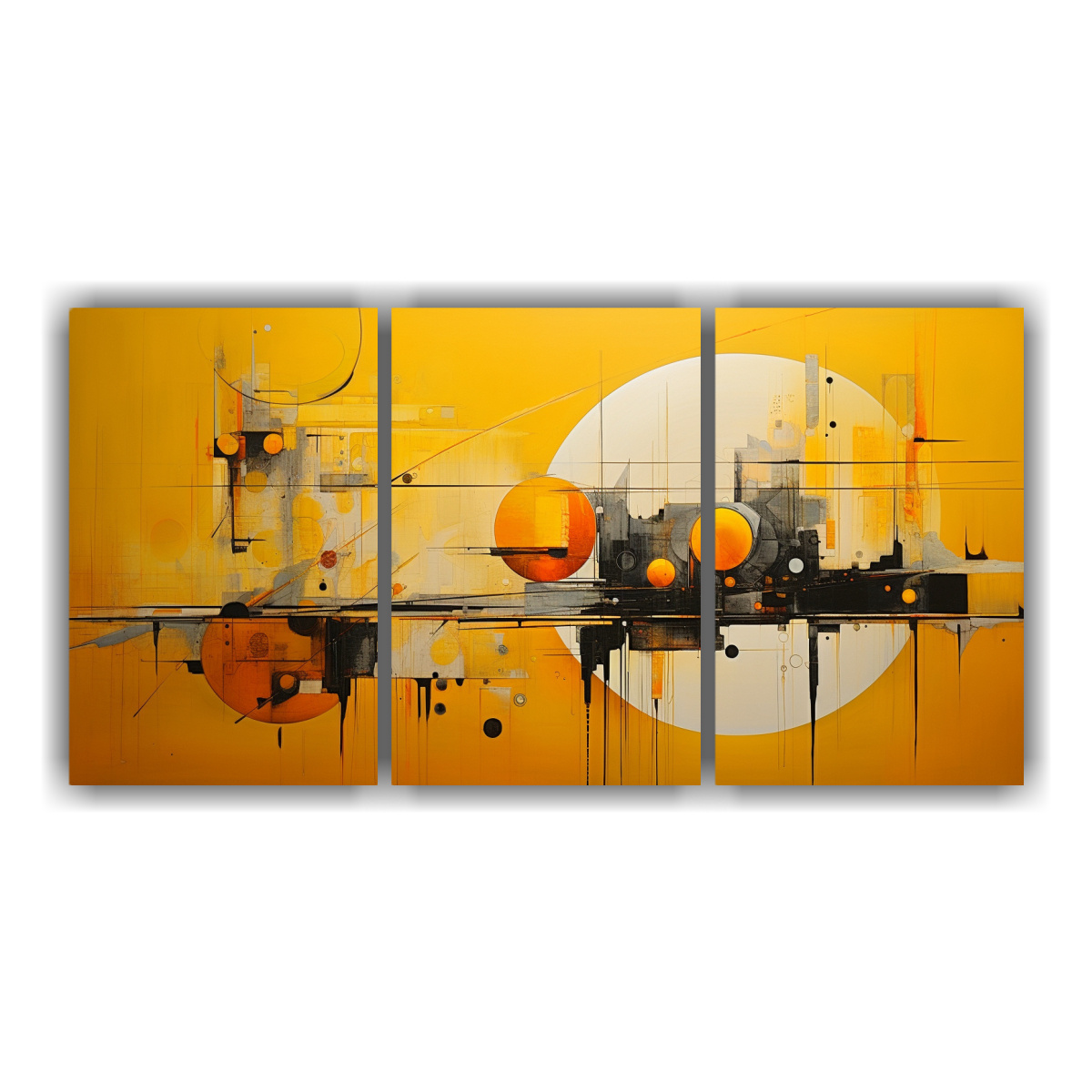 cuadros-decorativos-abstractos-amarillos-de-intensidad-en-tres-cuadros