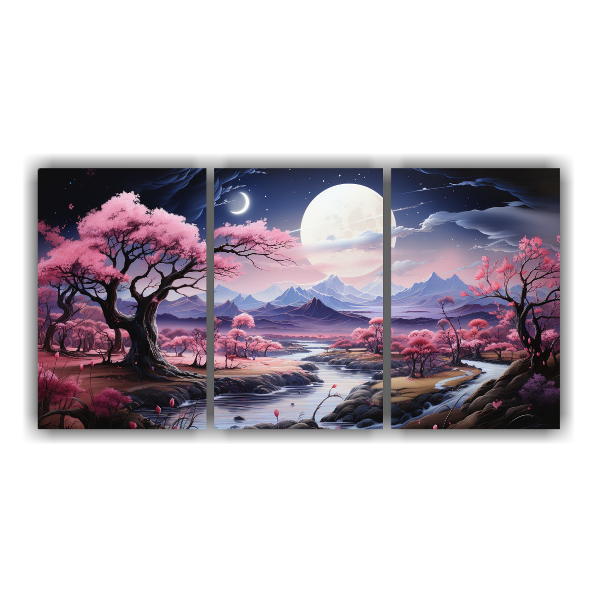 cuadros-decorativos-con-arte-gr-fico-de-una-pintura-de-luna-cerca-de-las-monta-as