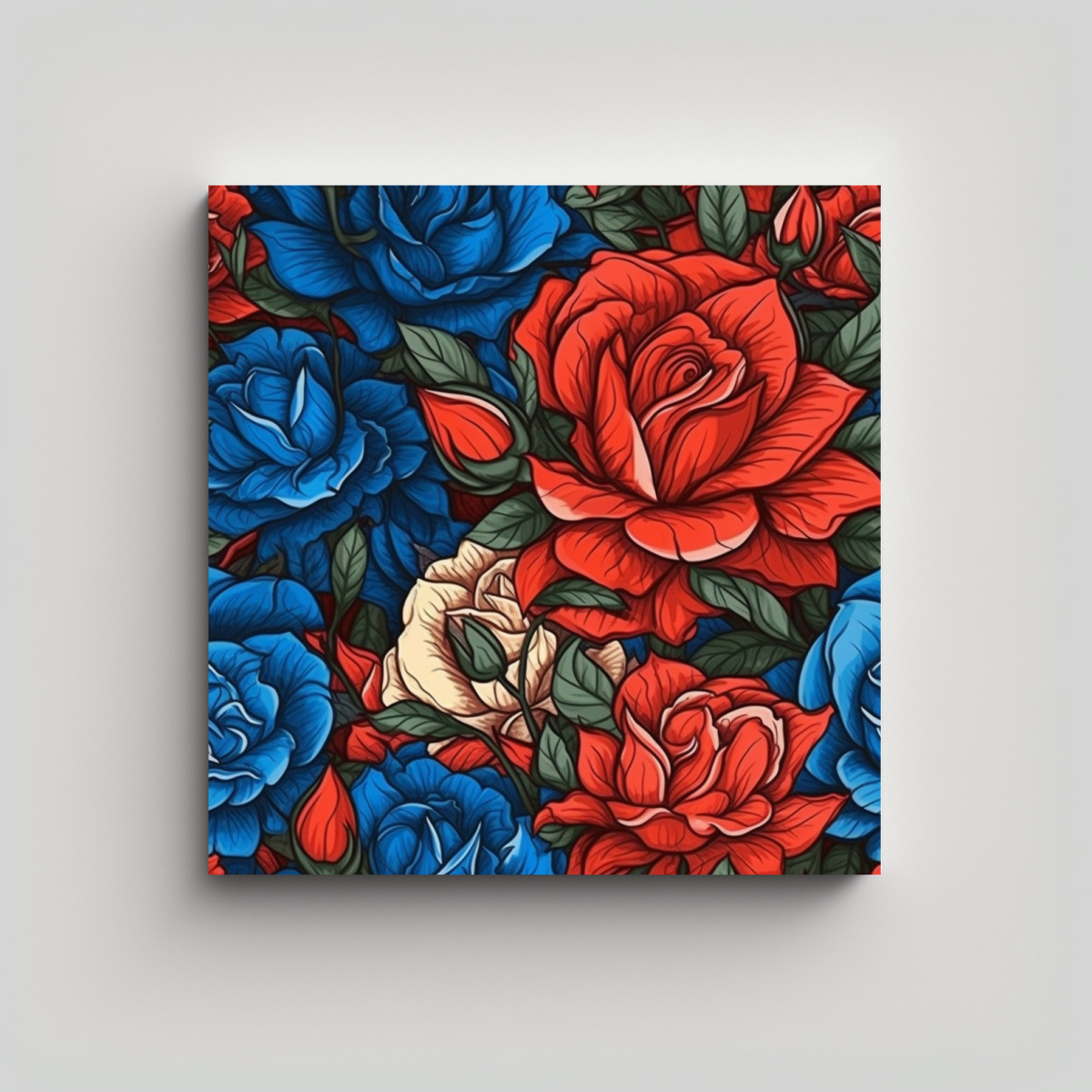 cuadros-decorativos-de-arte-colorido-rosas-salvajes-en-azul-y-rojo