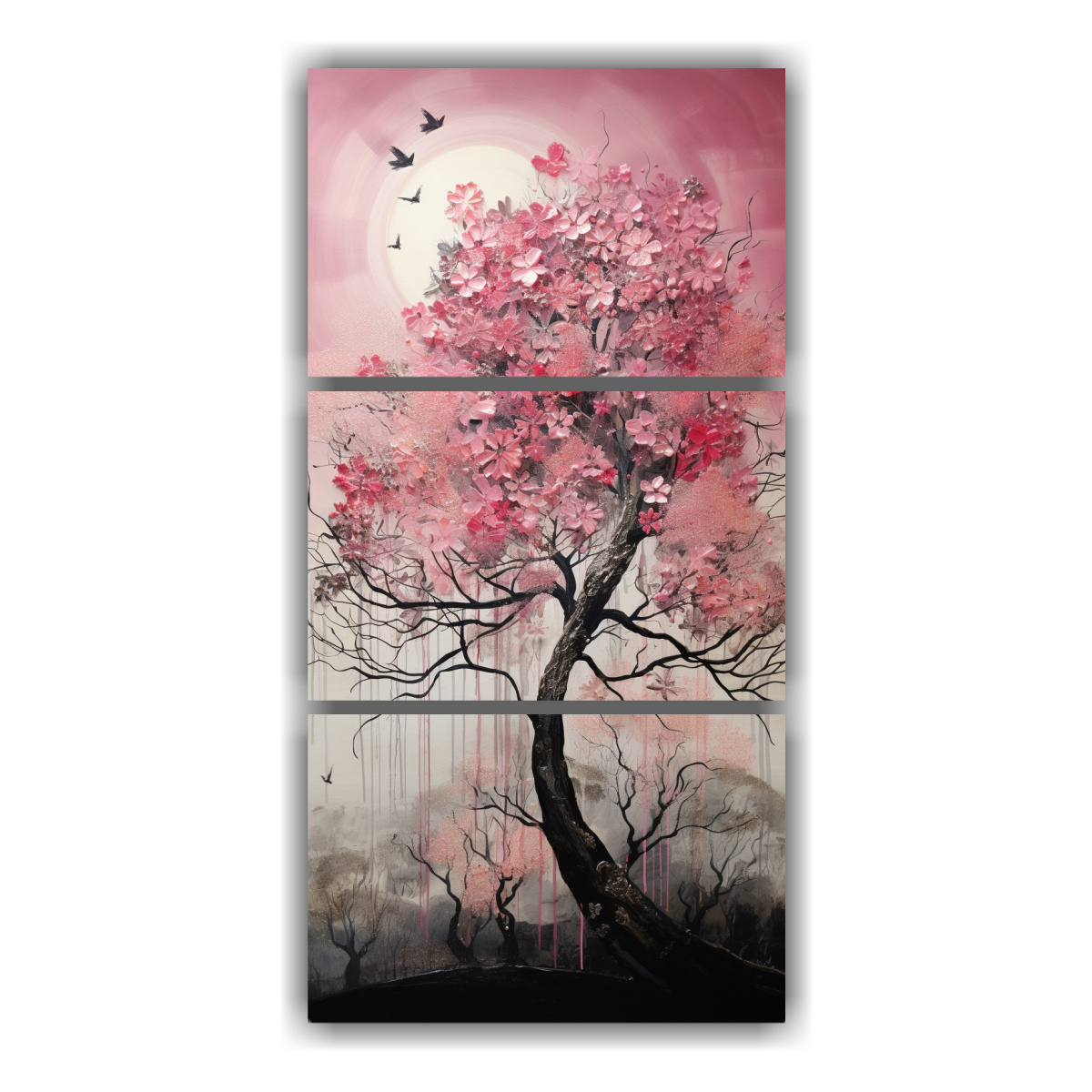 cuadros-decorativos-de-rbol-rosa-y-plata-para-calmar-la-creatividad