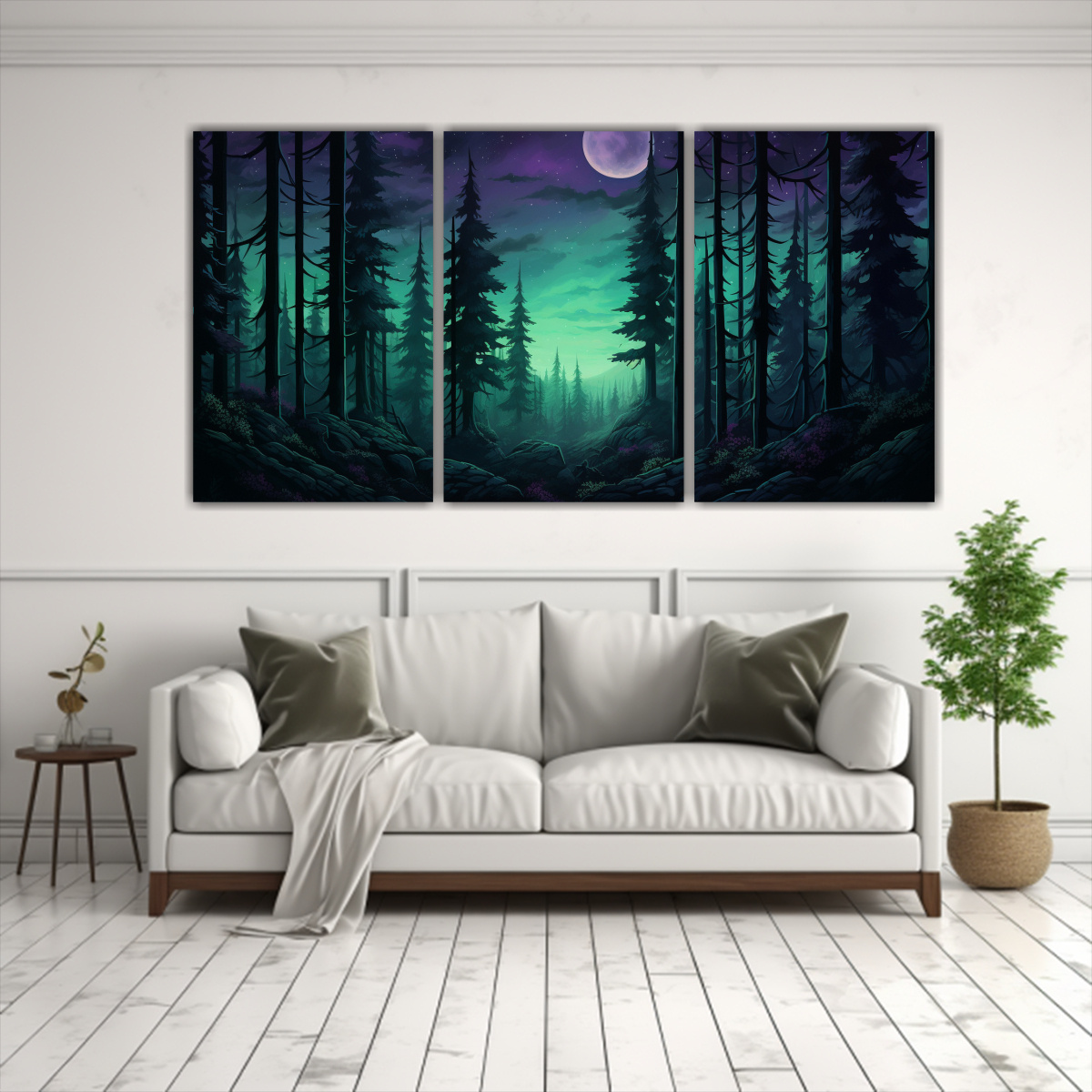 cuadros-decorativos-de-un-bosque-encantado-en-tres-paneles-de-tela-1