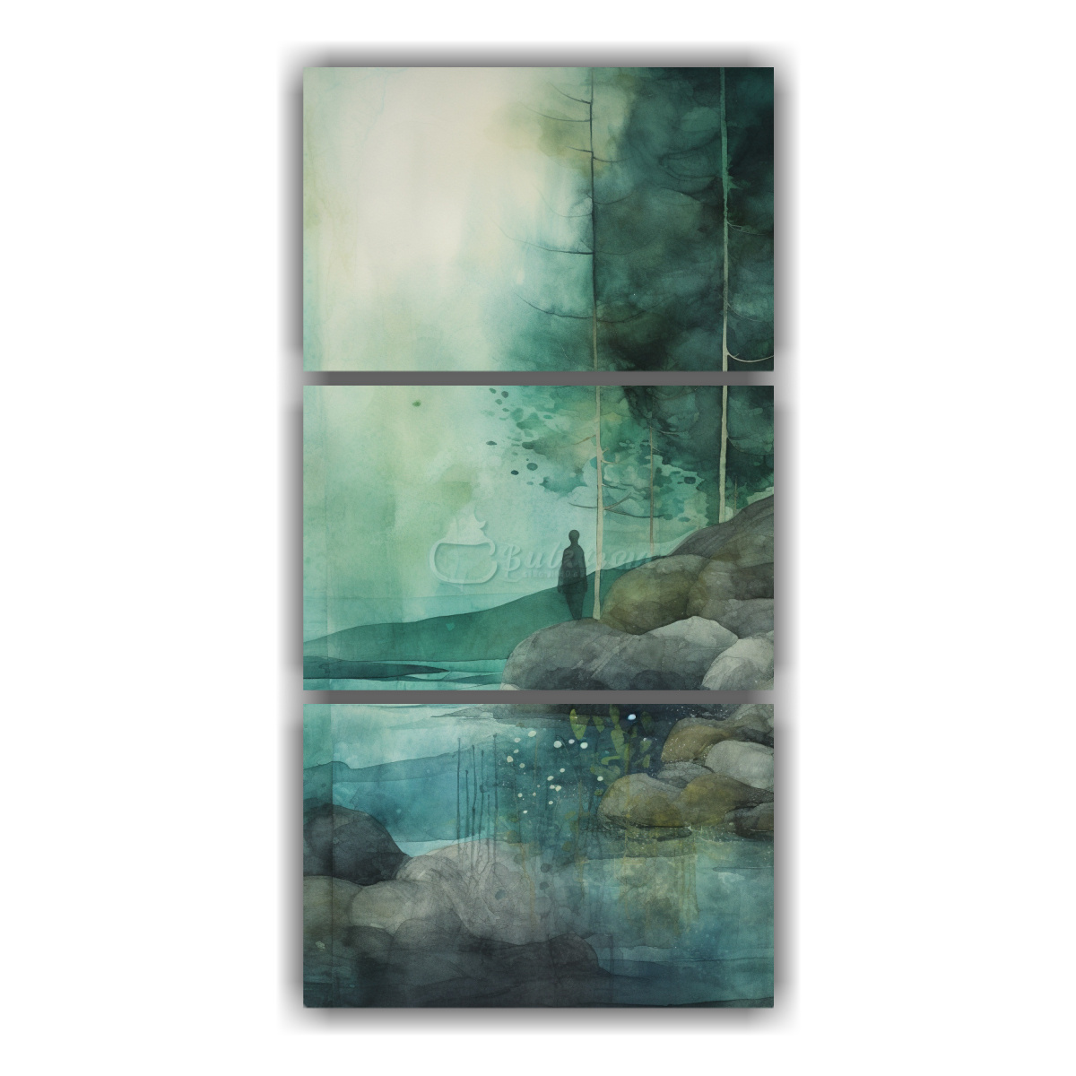 cuadros-decorativos-madera-pintura-acuarela-verde-turquesa-y-plata