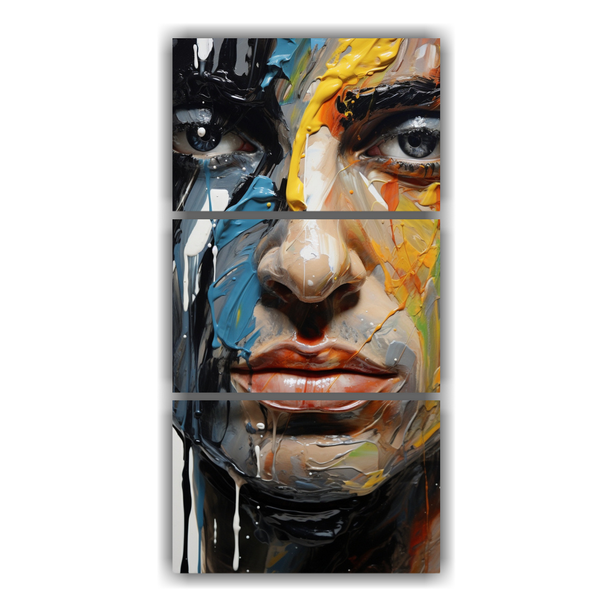 cuadros-decorativos-set-3-composiciones-vanguardia-vida-contornos-faciales-plateados-y-salpicaduras-vibrantes