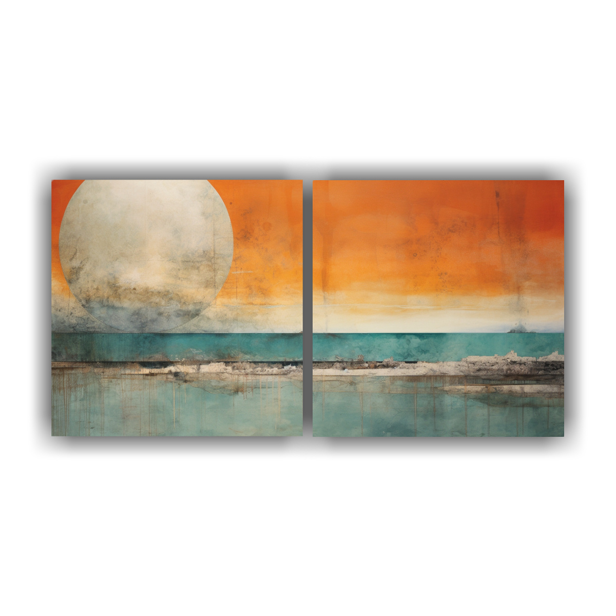 cuadros-dibujo-gama-de-colores-en-tonos-naranja-turquesa-y-plata