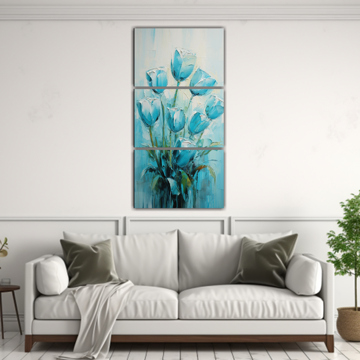 cuadros-dise-o-culturar-pintura-de-tulipanes-turquesa-en-lienzo-al-estilo-1