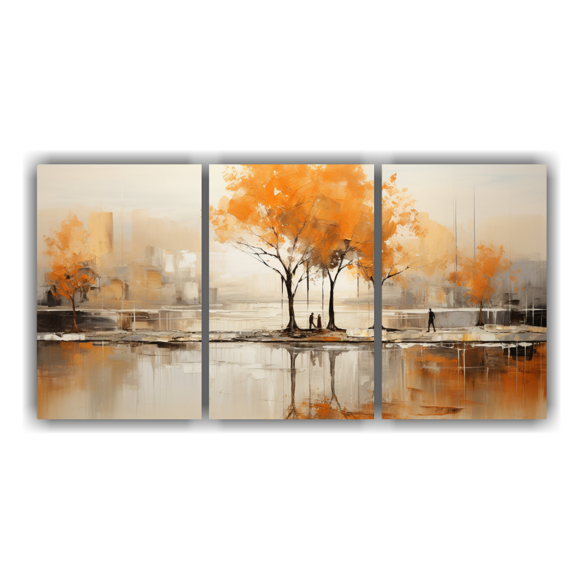 cuadros-hermoso-modernidad-de-rboles-en-plata-y-blanco