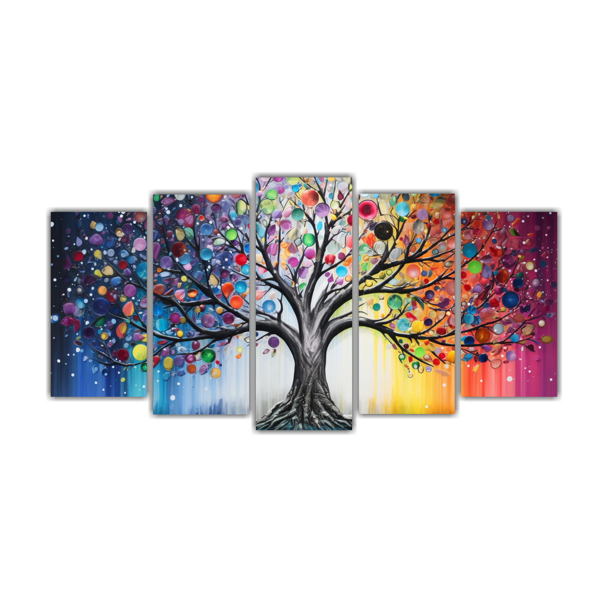 cuadros-m-gico-de-rbol-en-colores-arco-ris-y-plata-5-unidades-